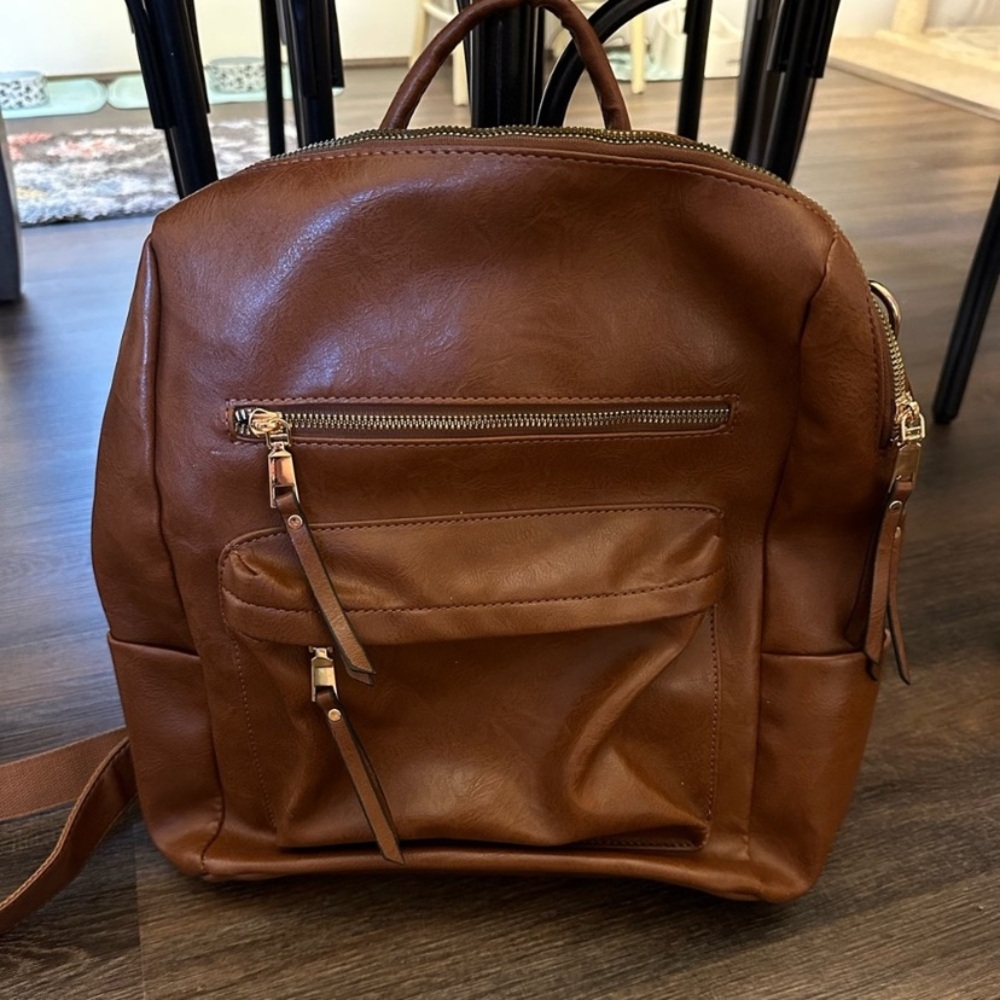 Brown Leather Backpack - image 2